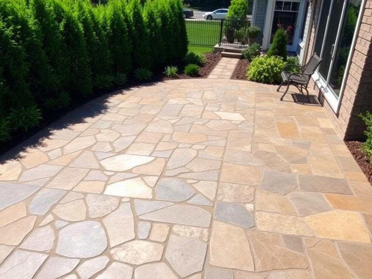 Stamped concrete patio with slate pattern Rock Hill SC