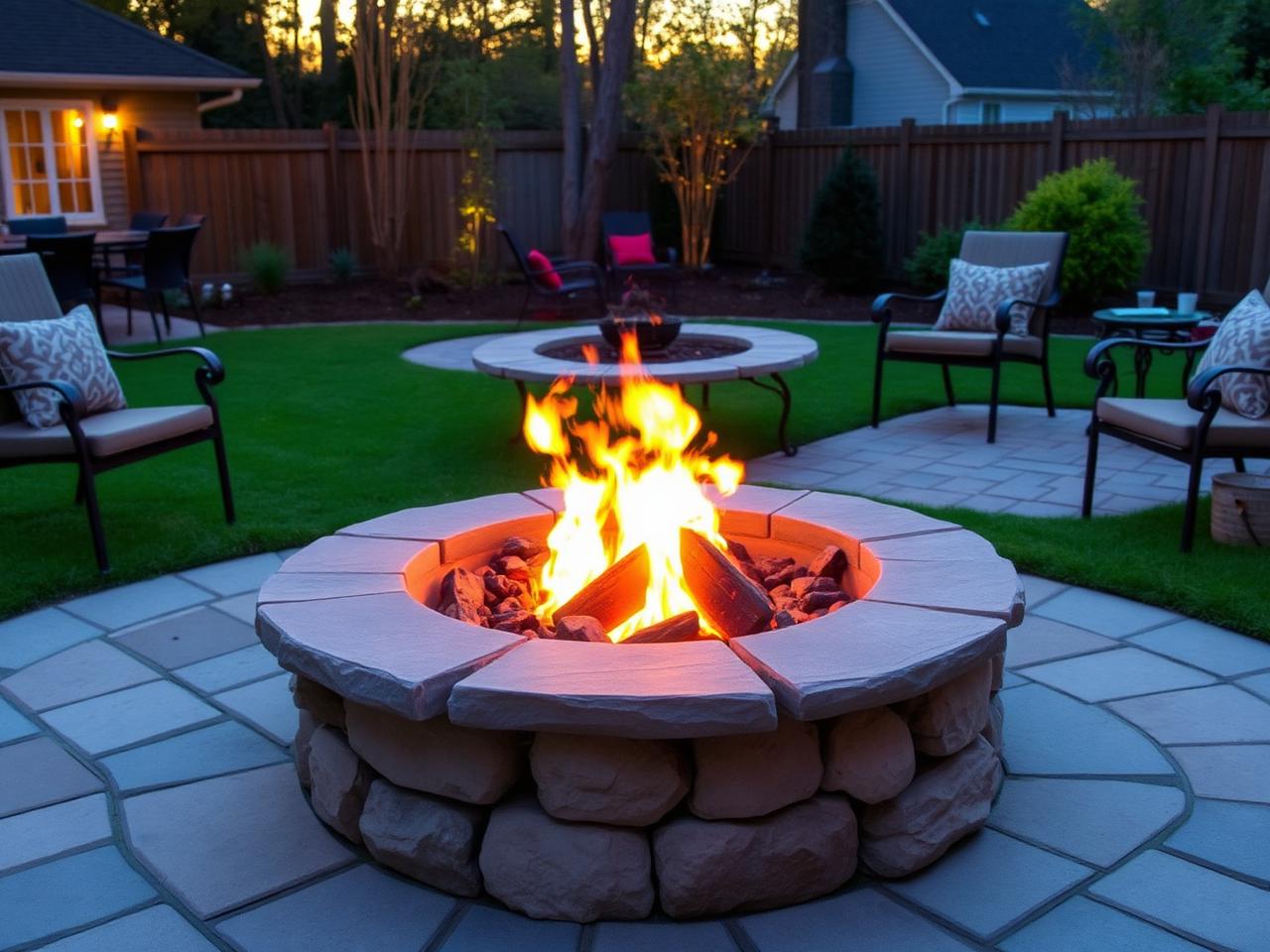 Stone fire pit patio Rock Hill SC